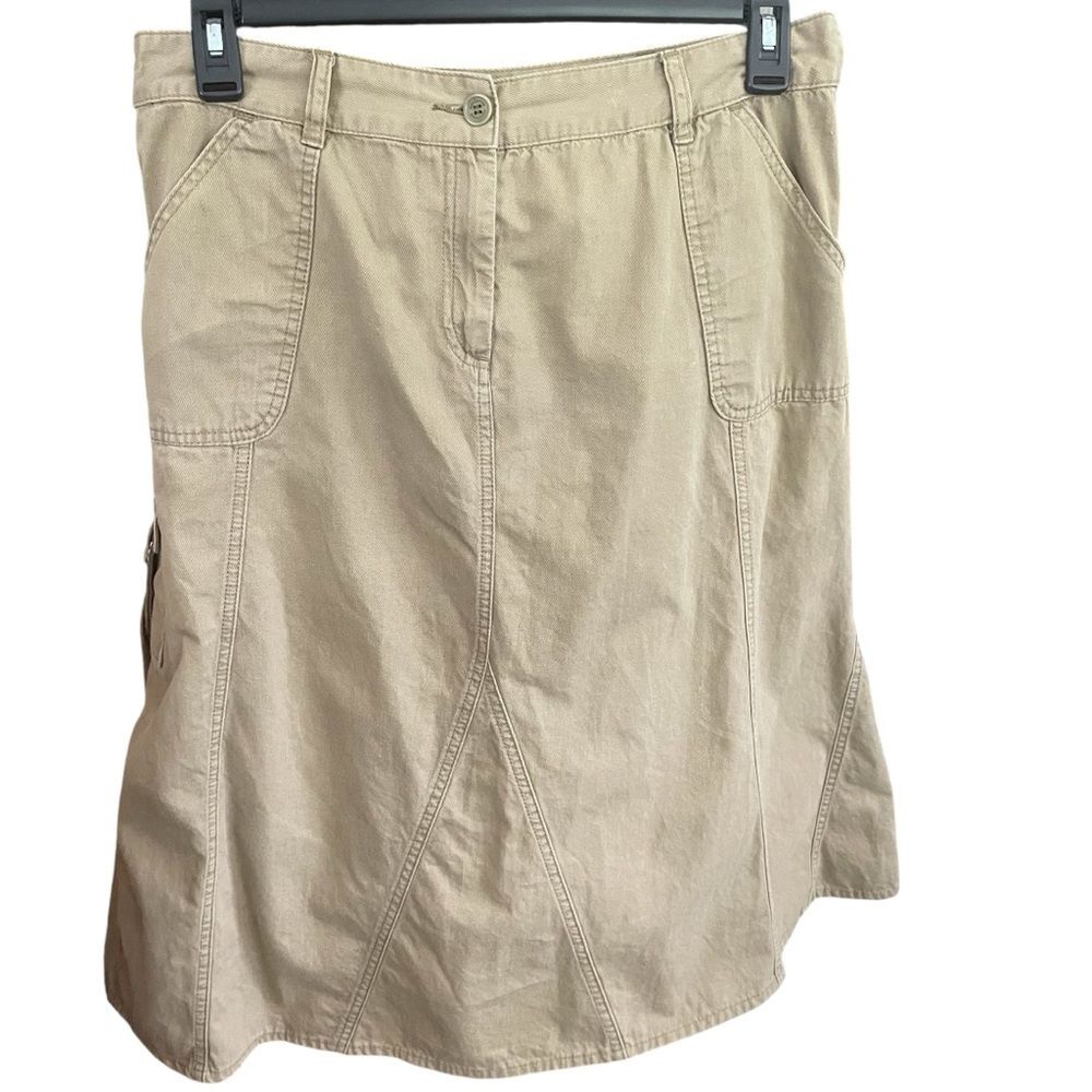 Sundance Khaki Cargo Midi Casual Athletic Outdoors Utility Skirt Plus Size 14